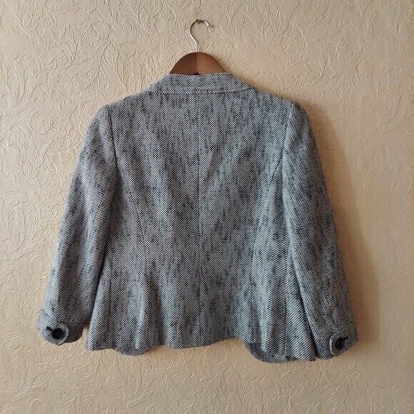 Ellen Tracy Blazer Jacket Grey Tweed 3/4 Sleeve Academia Sz 0 - Picture 7 of 10